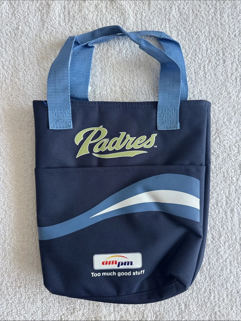 MLB San Diego Padres Navy Blue Insulated Lunch Tote Bag with Light Blue Straps